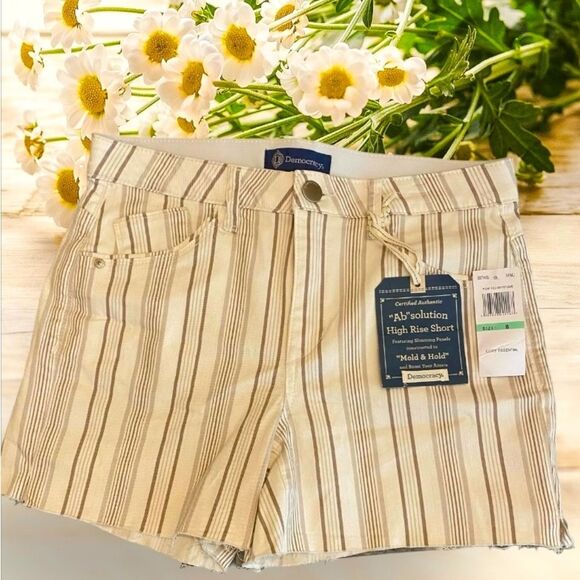 Democracy Ab Solution high rise stripe shorts core essential NWT size 8 - Picture 1 of 12